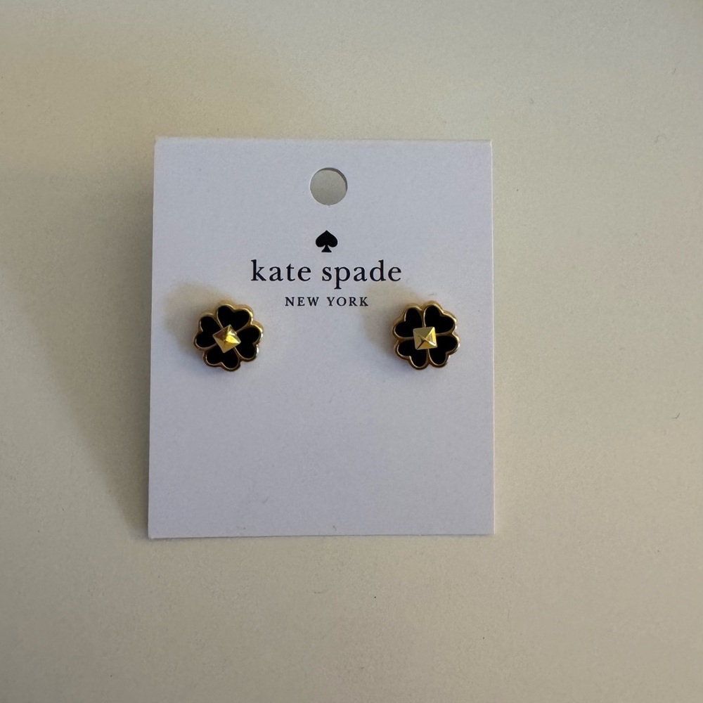 Kate Spade Black and Gold Floral Studs